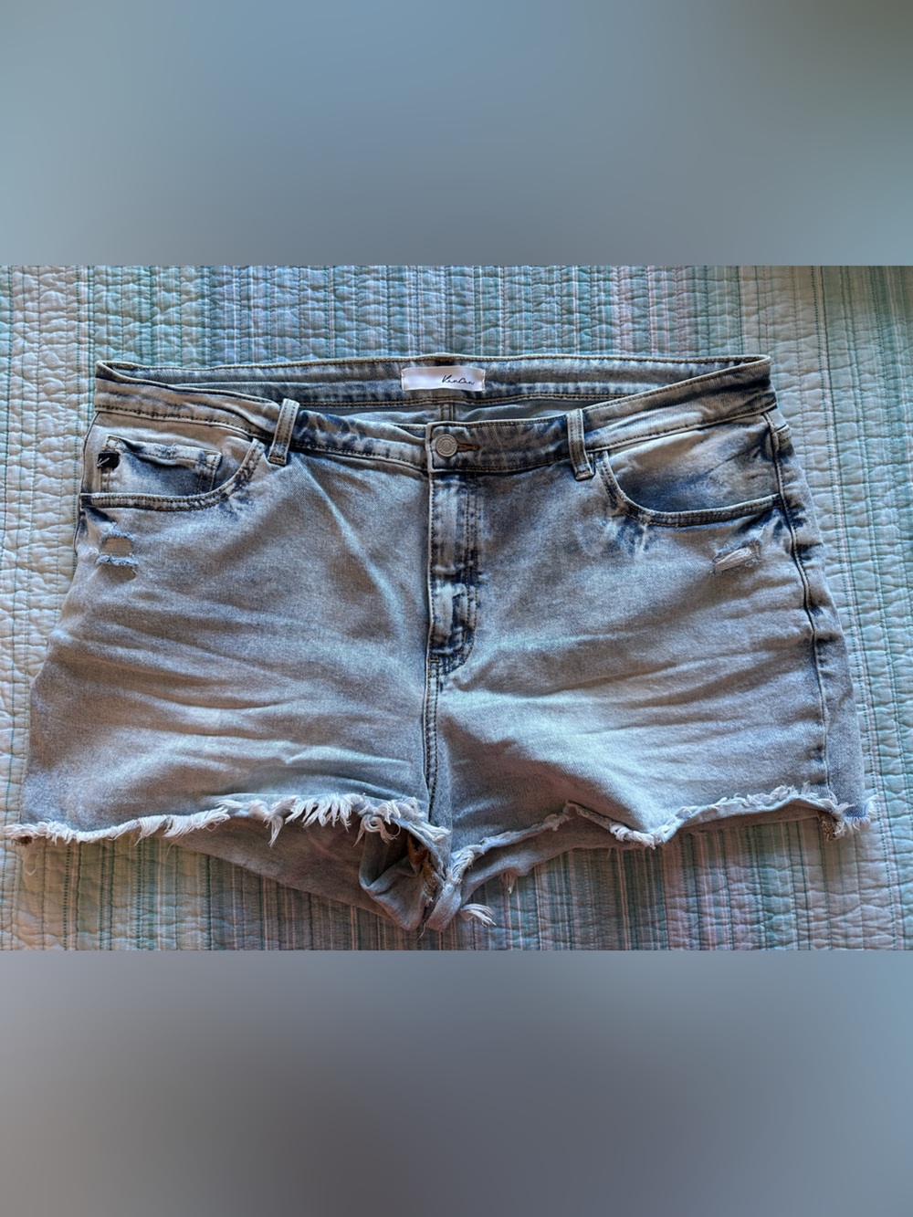 KanCan Light Wash Raw Hem Denim Shorts